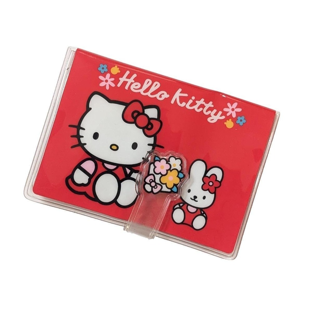 Vintage 2000 Sanrio Hello Kitty & Cathy Bunny Red Vinyl Wallet Card ID Holder